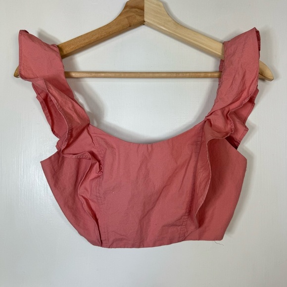Aritzia Wilfred Sandrine Ruffle Poplin Cotton Crop Top - Picture 4 of 8
